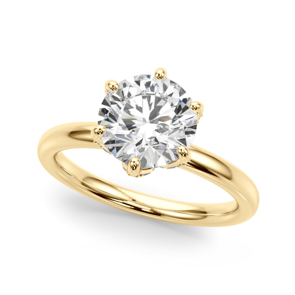 6-Prong Floral Engagement Ring, style 51328, Front view in yellow gold