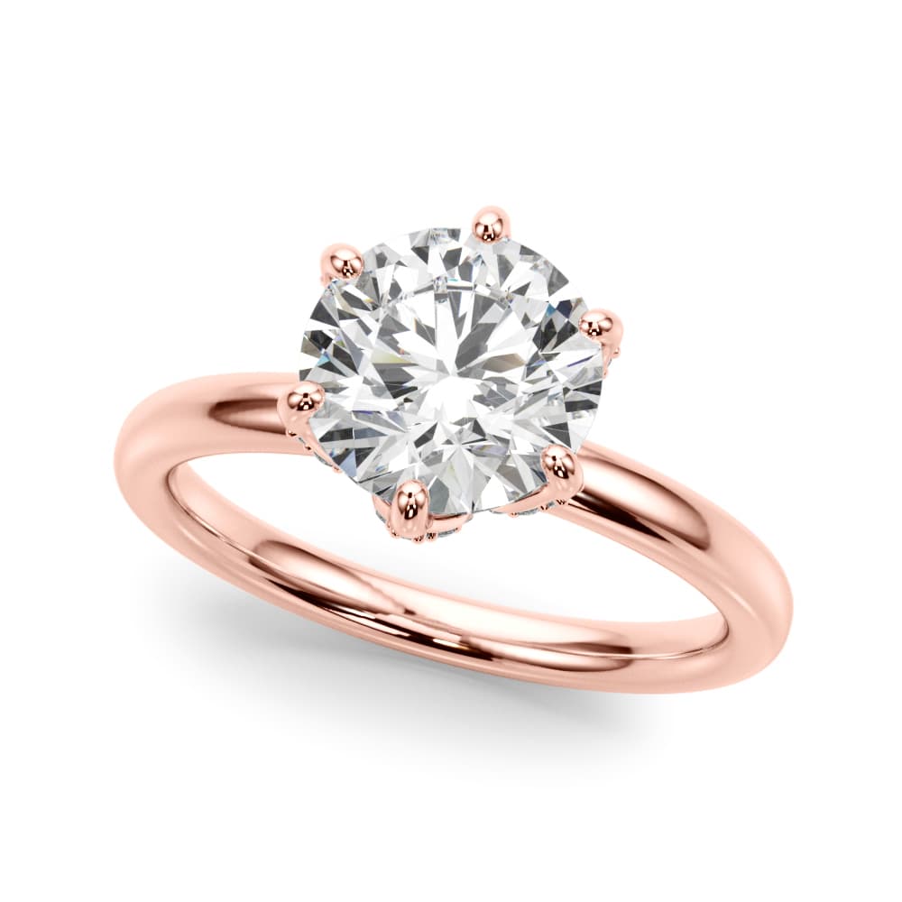 6-Prong Floral Engagement Ring, style 51328, Front view in rose gold