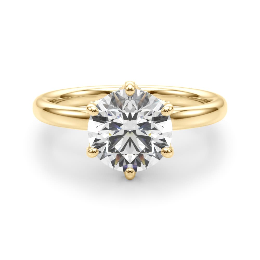6-Prong Floral Engagement Ring, style 51328, Angle view in yellow gold