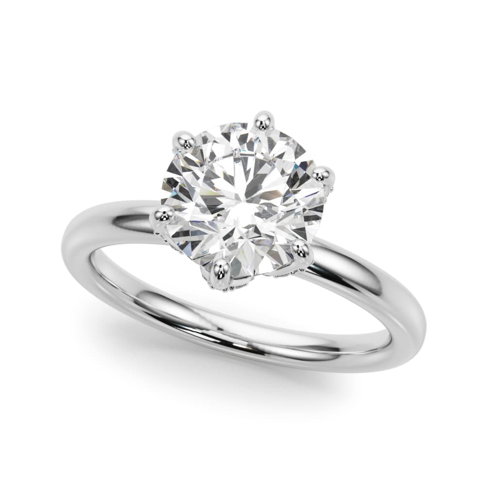 6-Prong Floral Engagement Ring — style 51328 in 10k White Gold