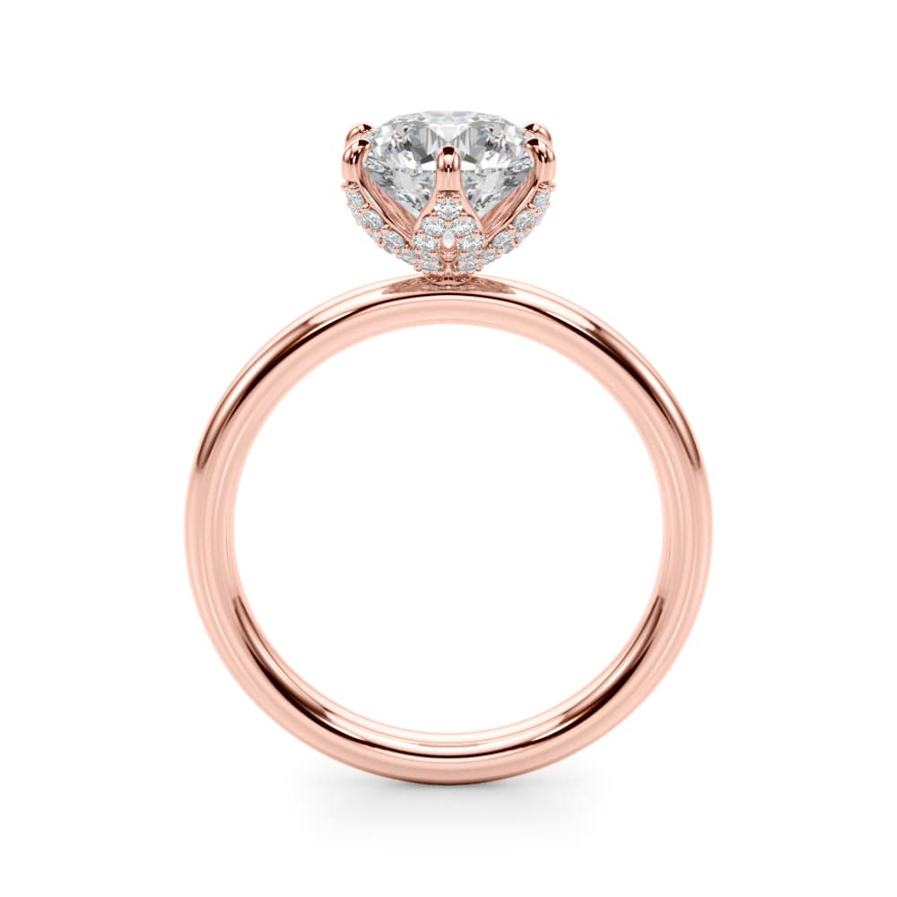 6-Prong Floral Engagement Ring, style 51328, Side view in rose gold