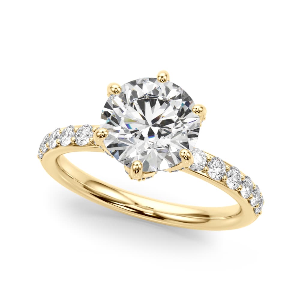 6-Prong Floral Engagement Ring, style 51329, Front view in yellow gold