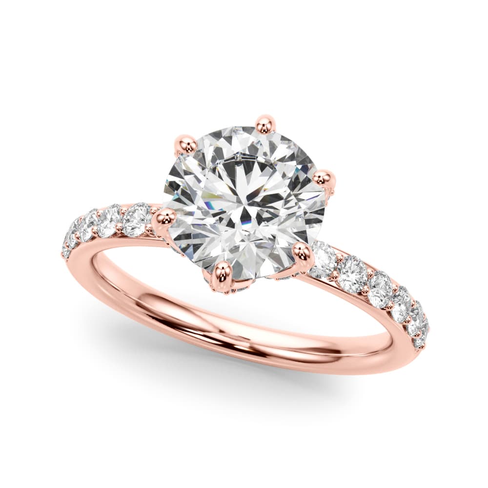 6-Prong Floral Engagement Ring, style 51329, Front view in rose gold