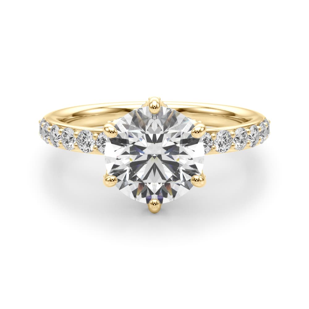 6-Prong Floral Engagement Ring, style 51329, Angle view in yellow gold