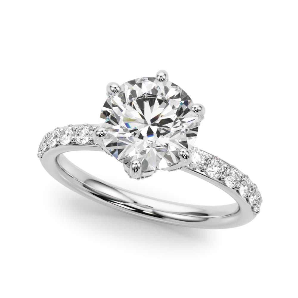 6-Prong Floral Engagement Ring — style 51329 in 10k White Gold
