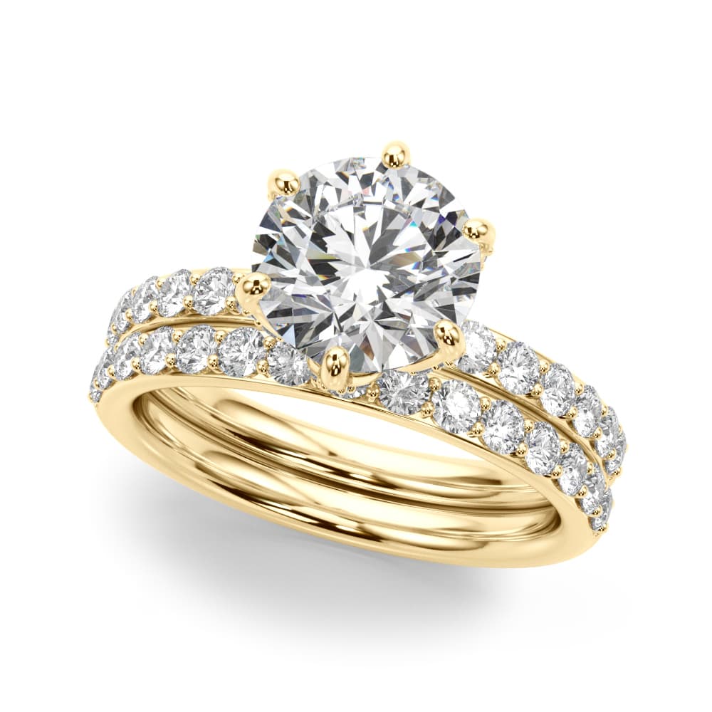 6-Prong Floral Engagement Ring, style 51329, On hand view in yellow gold