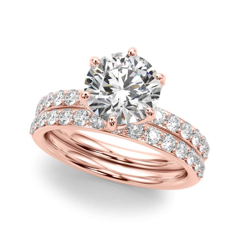 6-Prong Floral Engagement Ring, style 51329, On hand view in rose gold