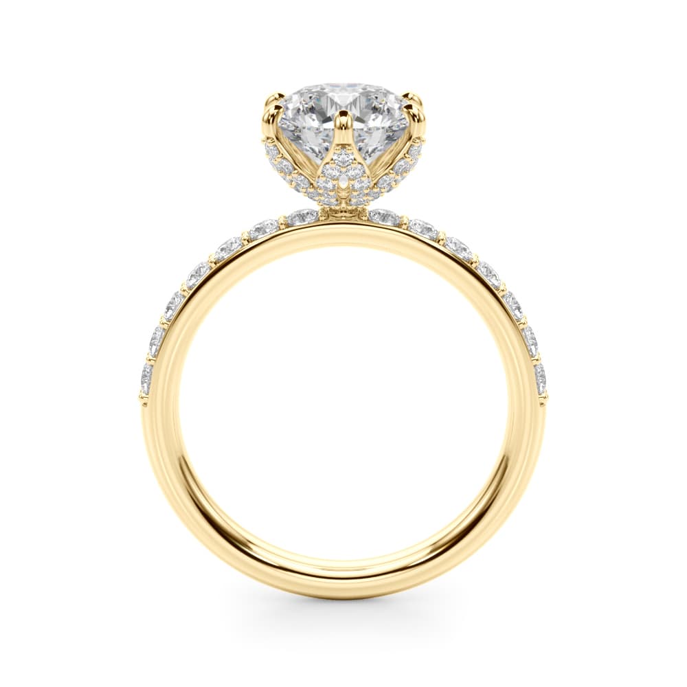 6-Prong Floral Engagement Ring, style 51329, Side view in yellow gold
