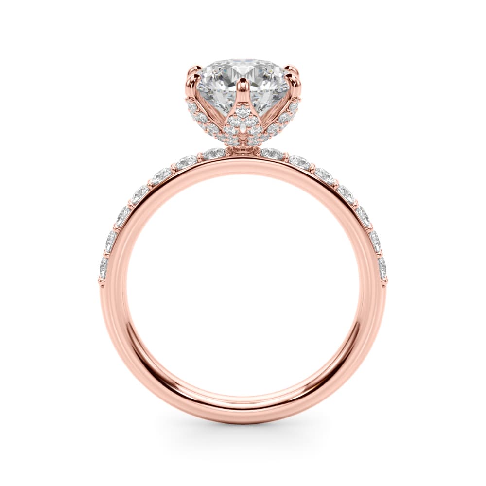 6-Prong Floral Engagement Ring, style 51329, Side view in rose gold