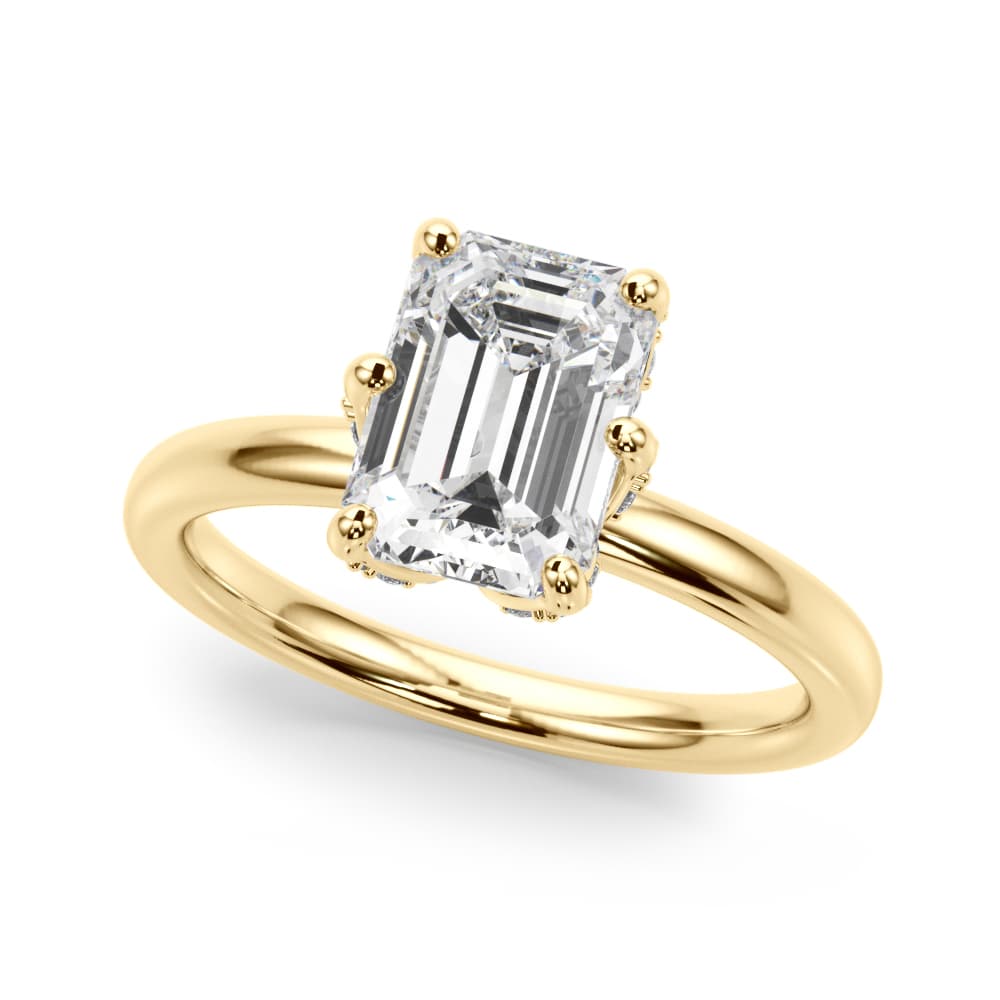 Contemporary Solitaire Plus Hidden Halo Engagement Ring, style 51330, Front view in yellow gold
