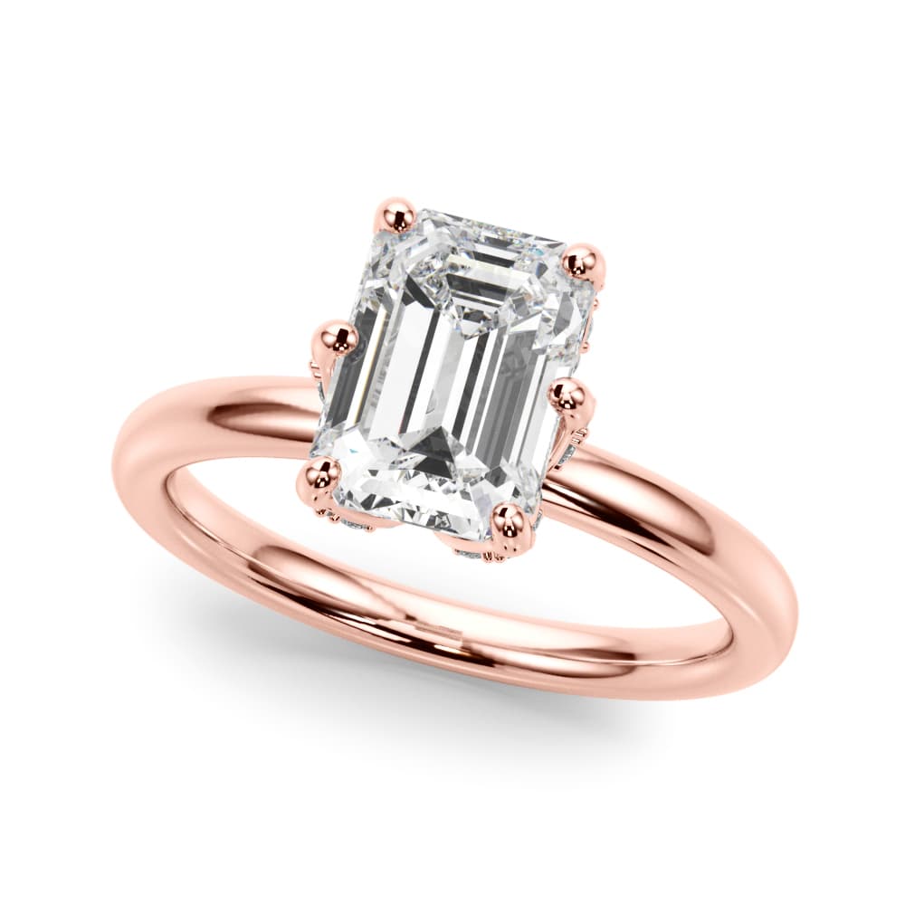 Contemporary Solitaire Plus Hidden Halo Engagement Ring, style 51330, Front view in rose gold