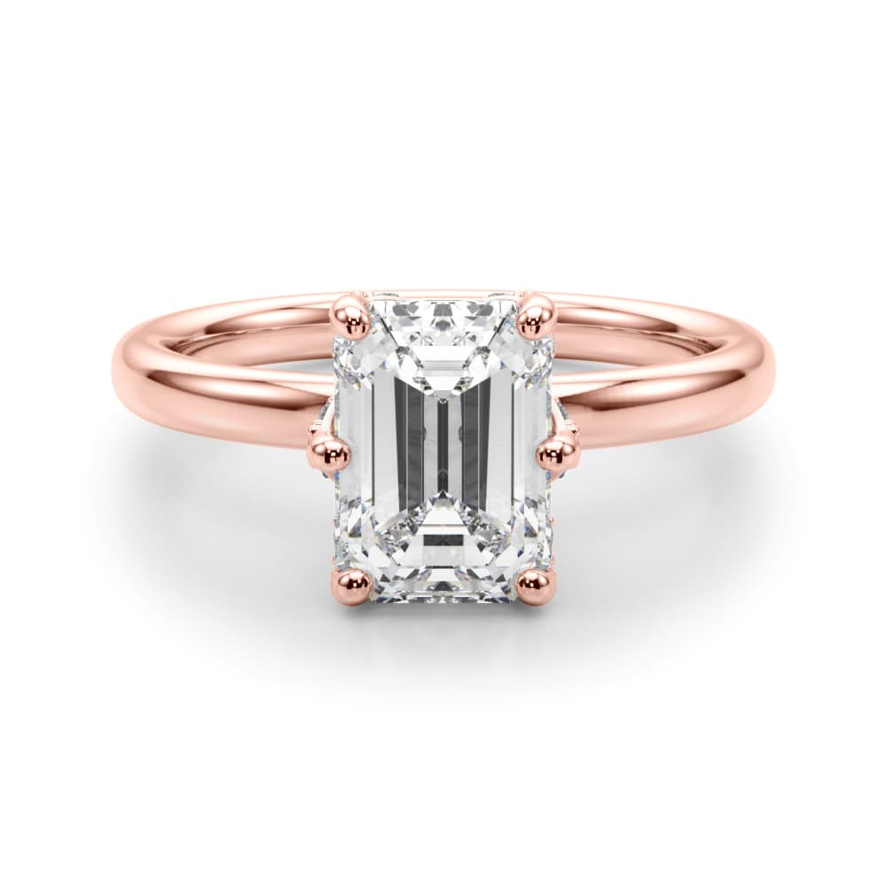 Contemporary Solitaire Plus Hidden Halo Engagement Ring, style 51330, Angle view in rose gold