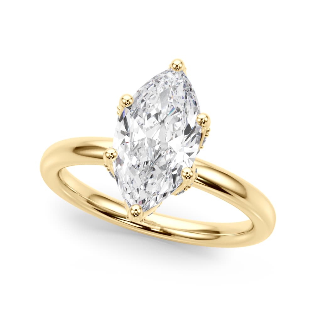 Floral Marquise Engagement Ring, style 51332, Front view in yellow gold