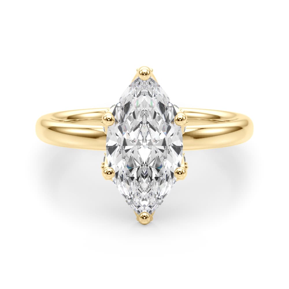 Floral Marquise Engagement Ring, style 51332, Angle view in yellow gold