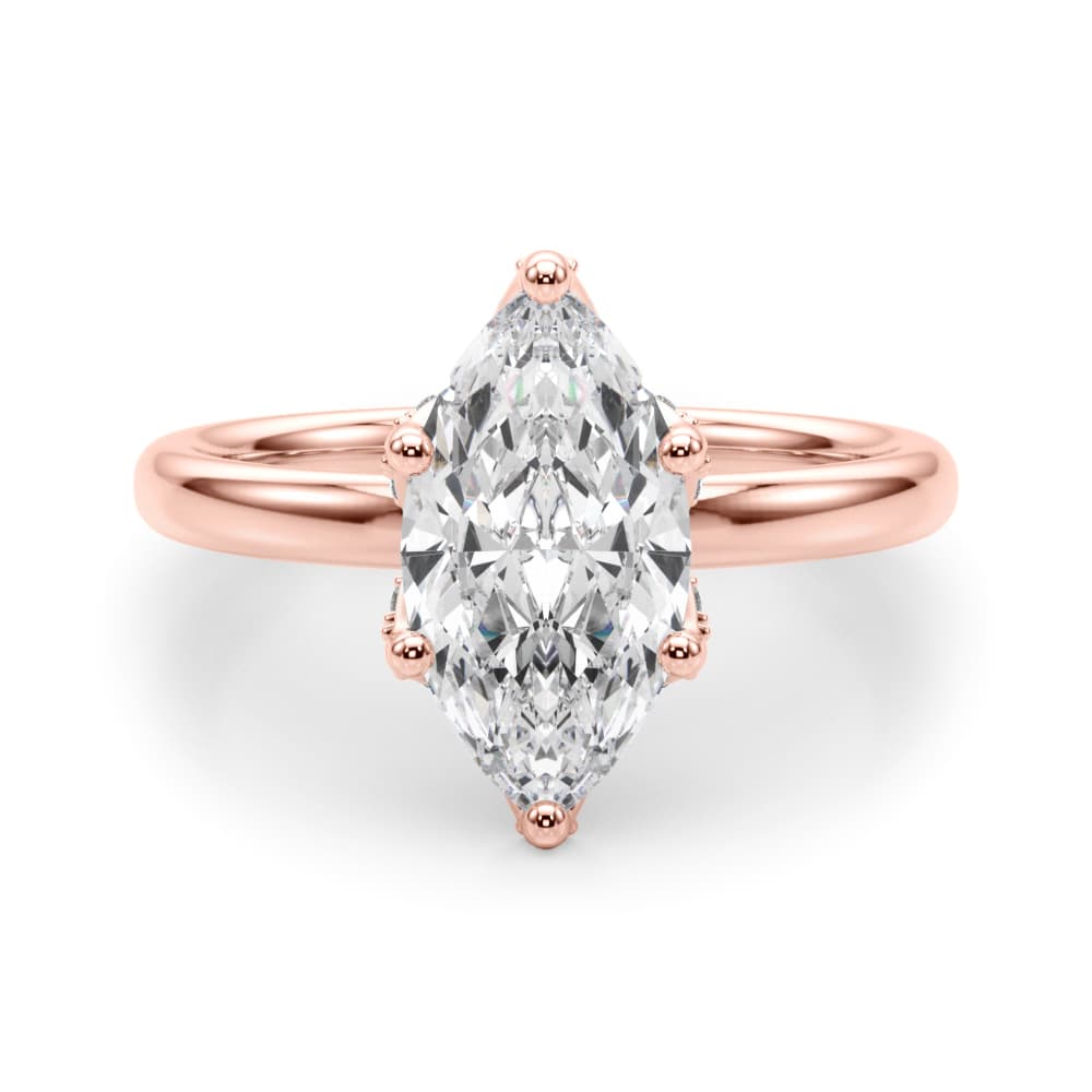 Floral Marquise Engagement Ring, style 51332, Angle view in rose gold