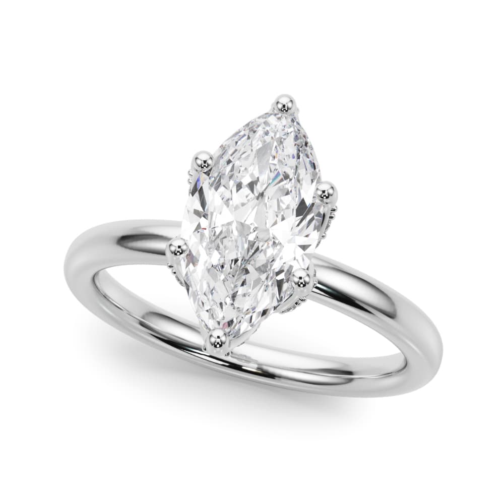 Floral Marquise Engagement Ring — style 51332 in 10k White Gold