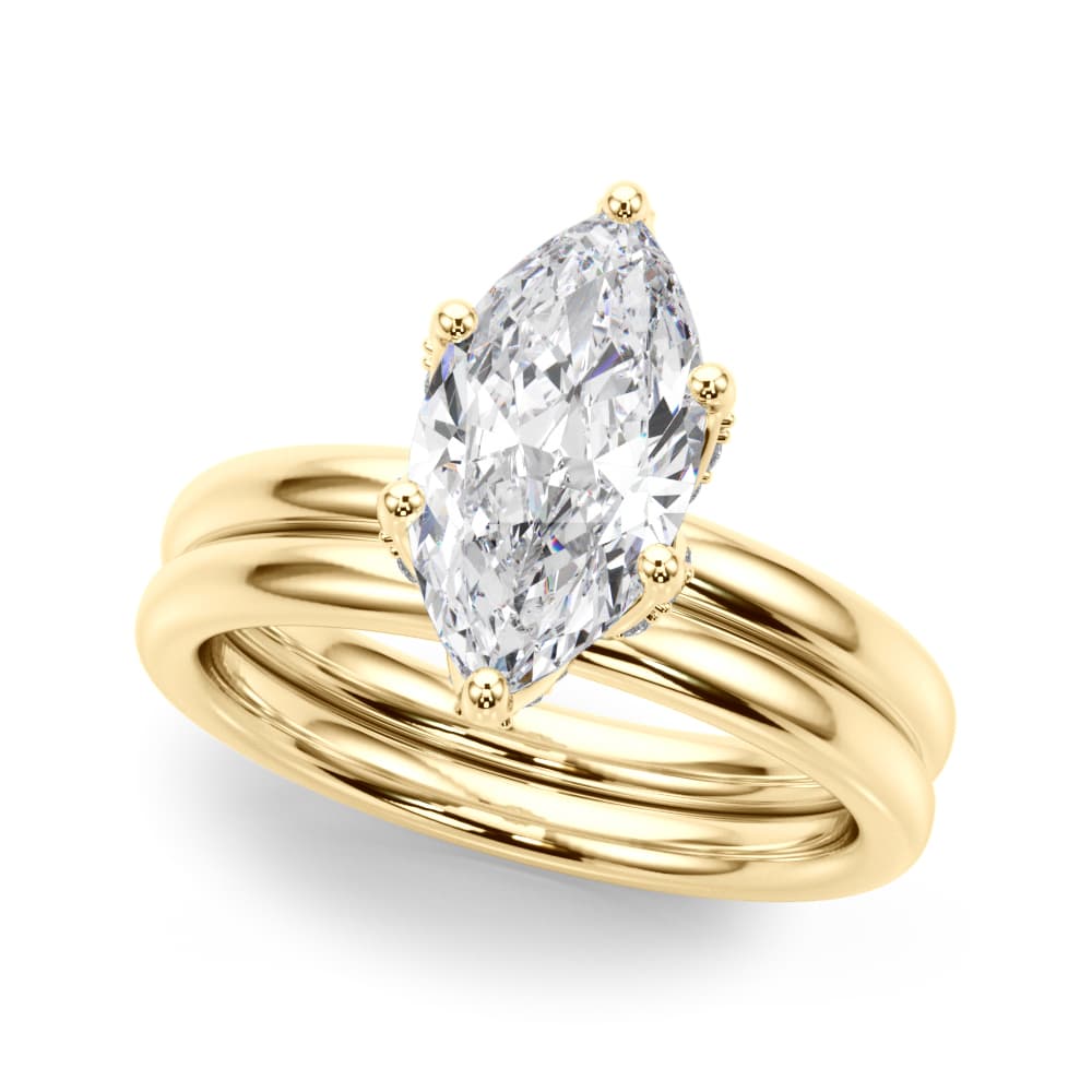 Floral Marquise Engagement Ring, style 51332, On hand view in yellow gold