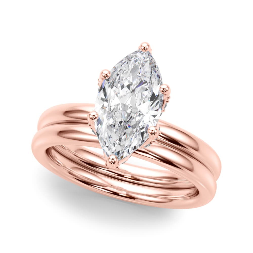 Floral Marquise Engagement Ring, style 51332, On hand view in rose gold