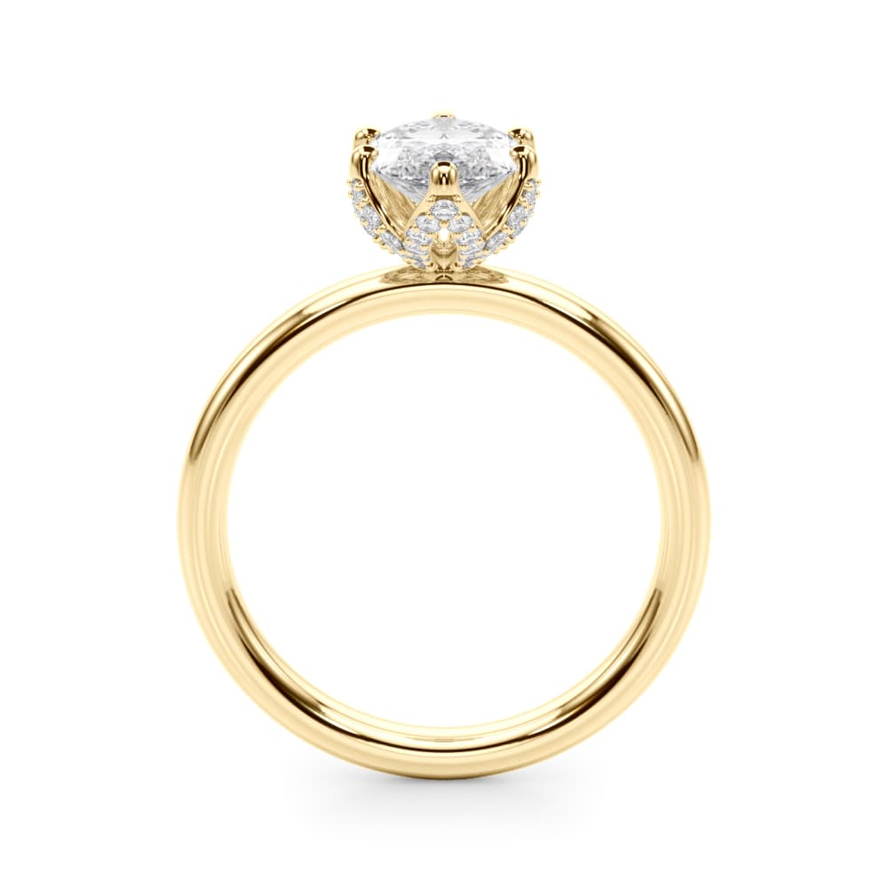 Floral Marquise Engagement Ring, style 51332, Side view in yellow gold