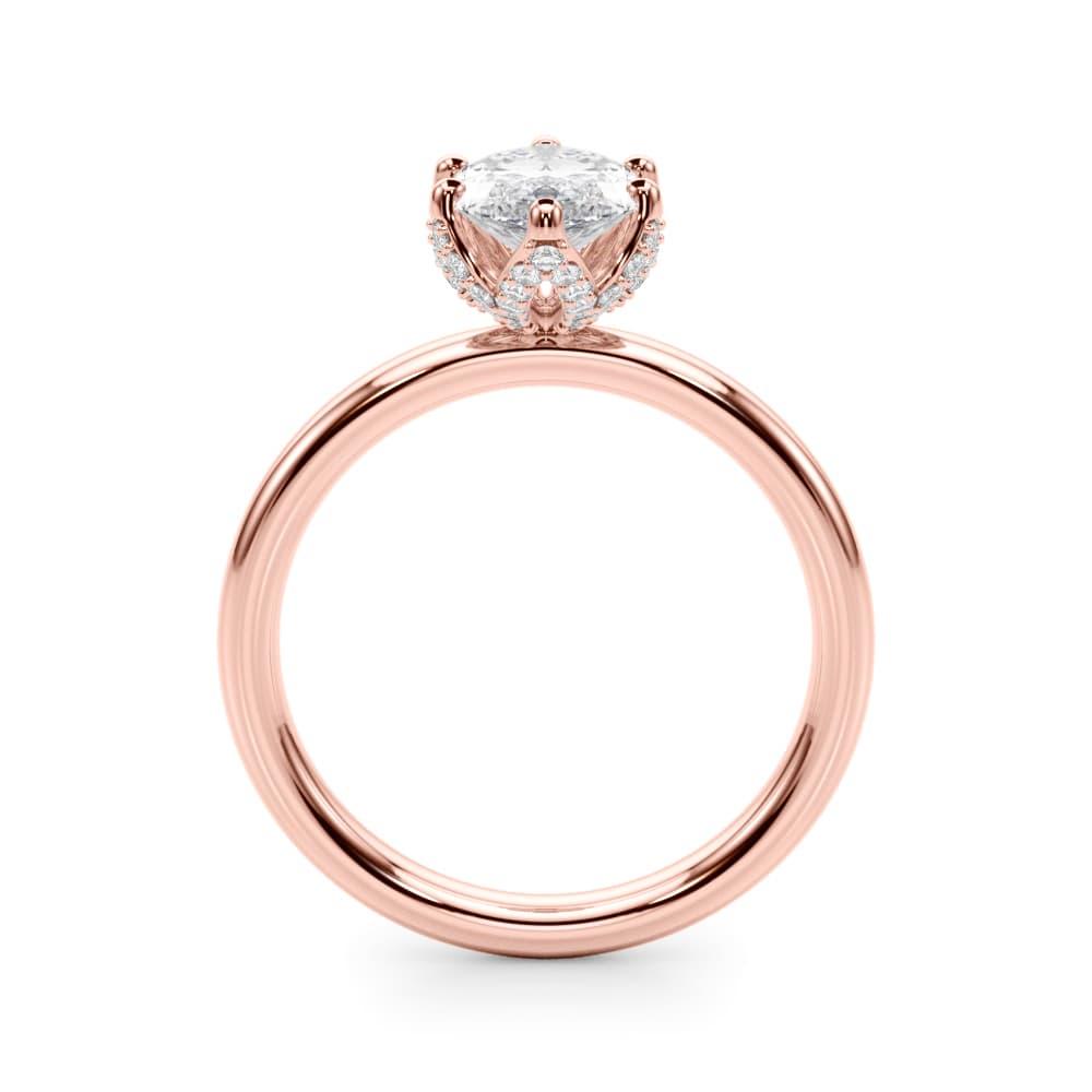 Floral Marquise Engagement Ring, style 51332, Side view in rose gold