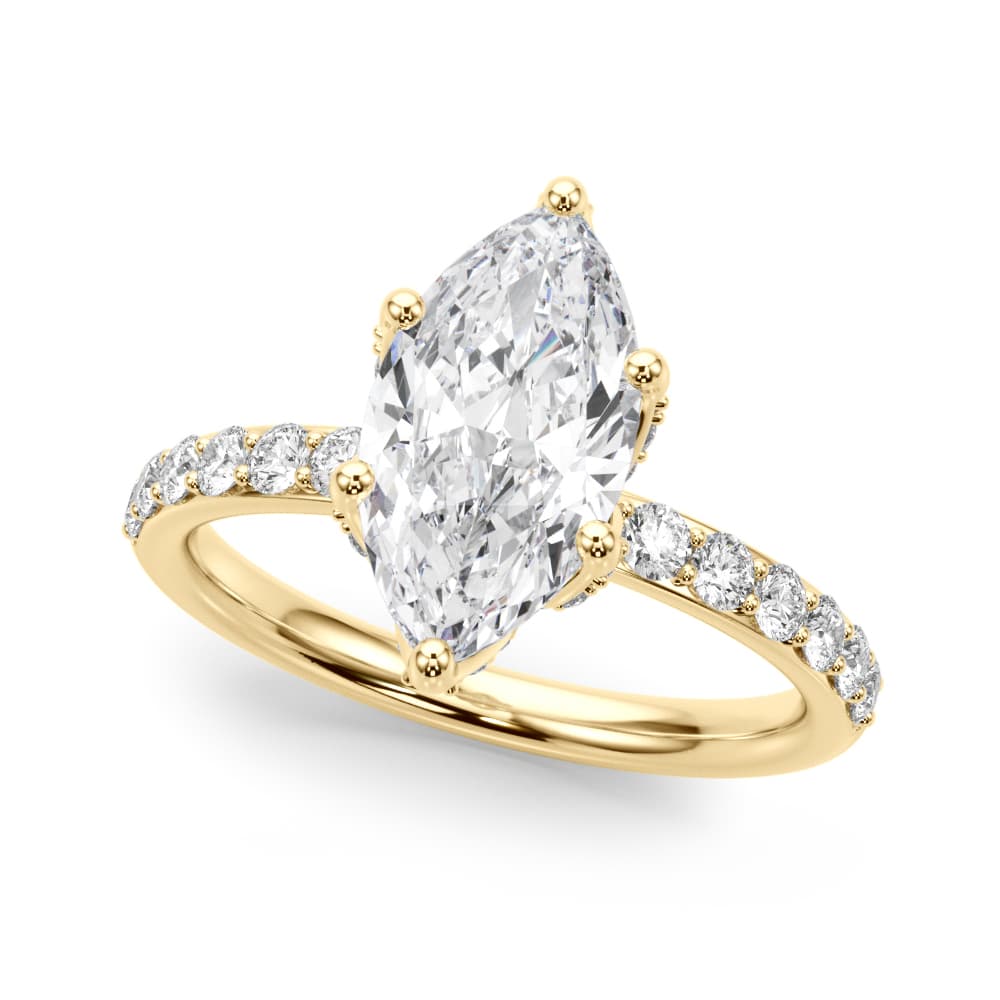 Floral Marquise Engagement Ring, style 51333, Front view in yellow gold