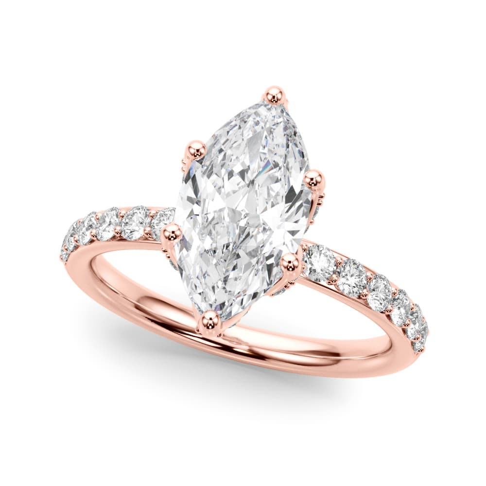 Floral Marquise Engagement Ring, style 51333, Front view in rose gold