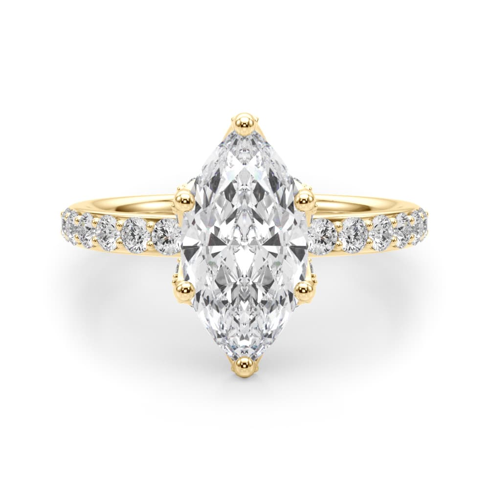 Floral Marquise Engagement Ring, style 51333, Angle view in yellow gold