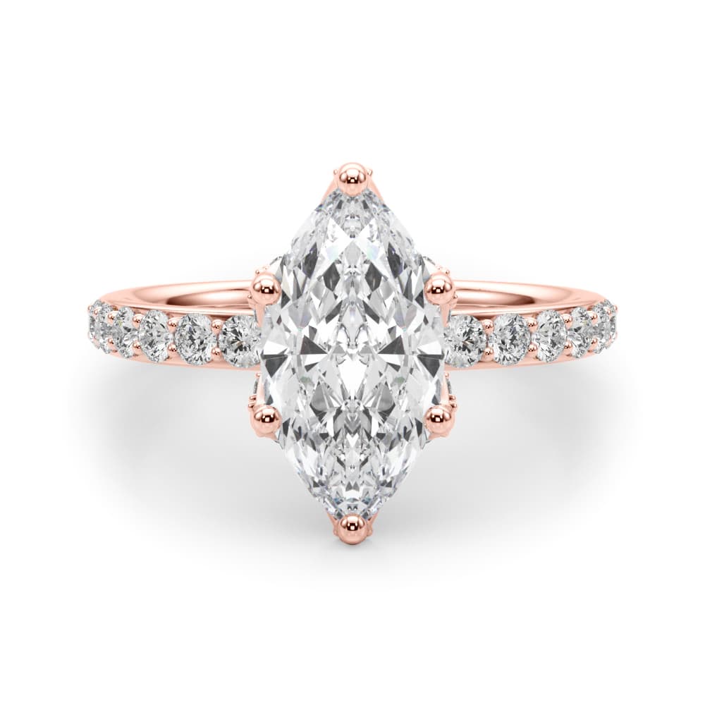 Floral Marquise Engagement Ring, style 51333, Angle view in rose gold