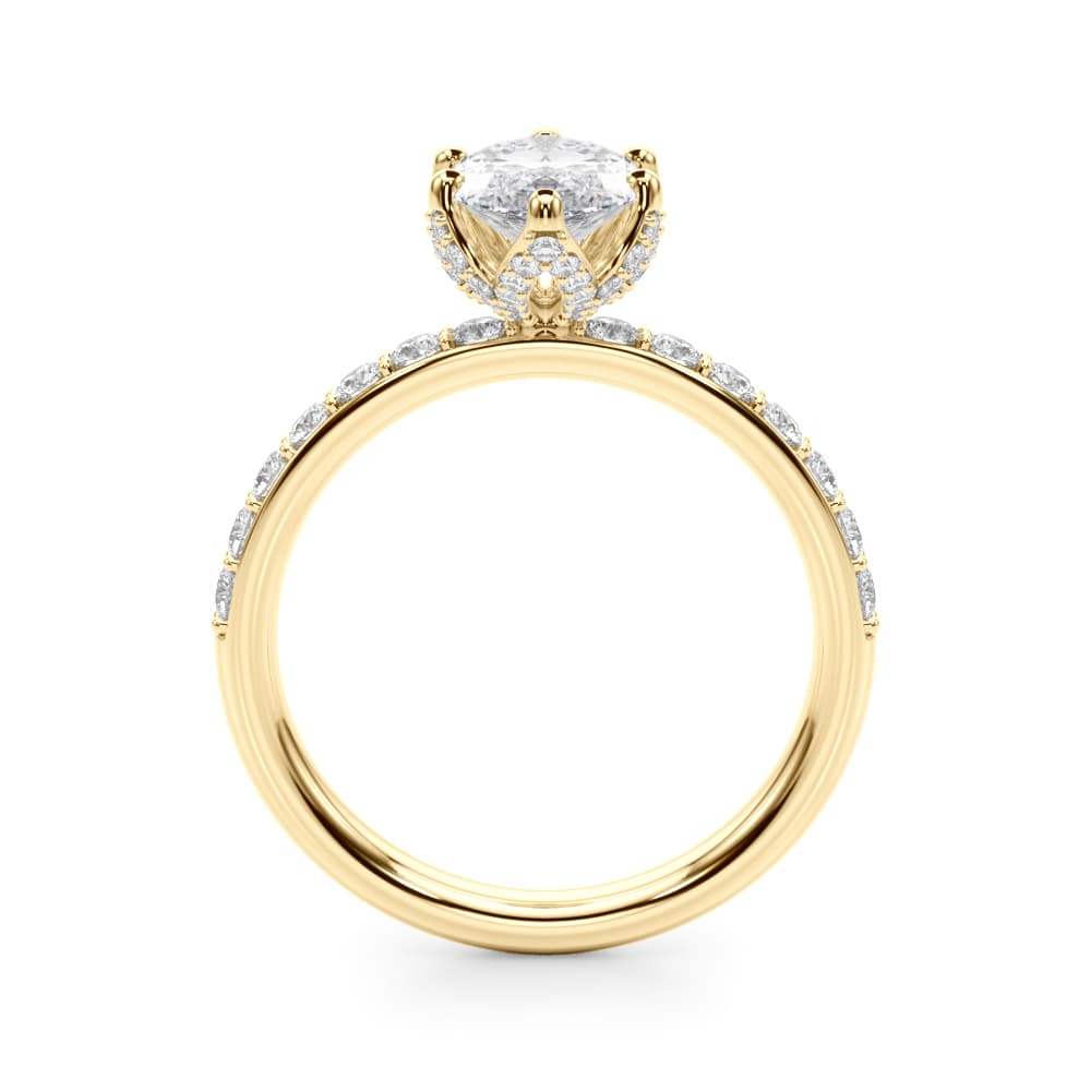 Floral Marquise Engagement Ring, style 51333, Side view in yellow gold
