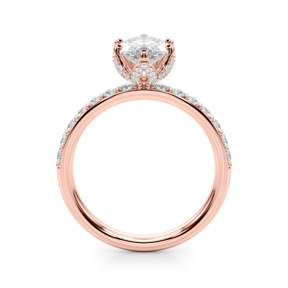 Floral Marquise Engagement Ring, style 51333, Side view in rose gold