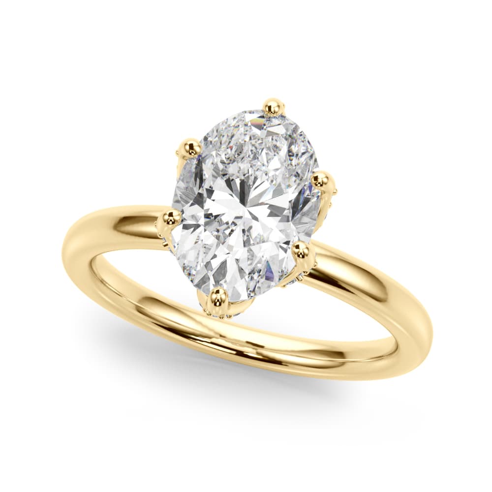 Floral Oval Engagement Ring, style 51334, Front view in yellow gold