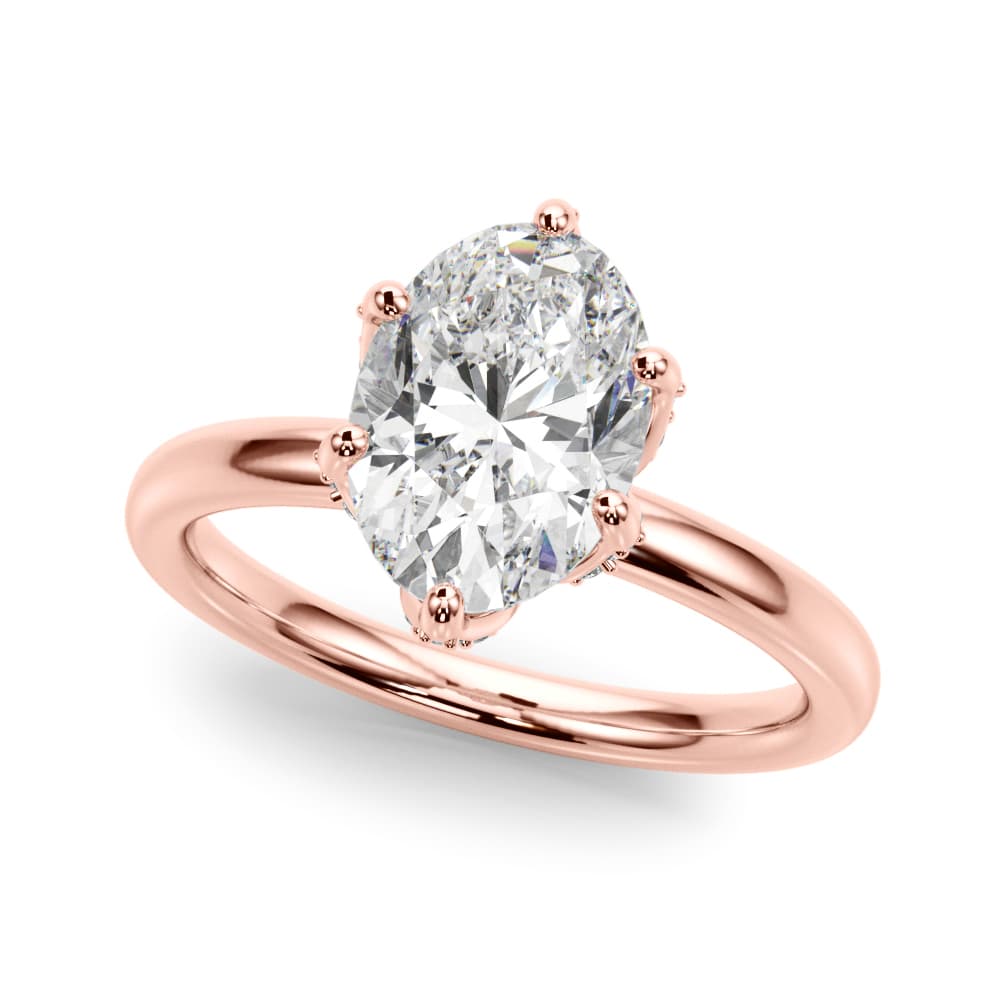 Floral Oval Engagement Ring, style 51334, Front view in rose gold