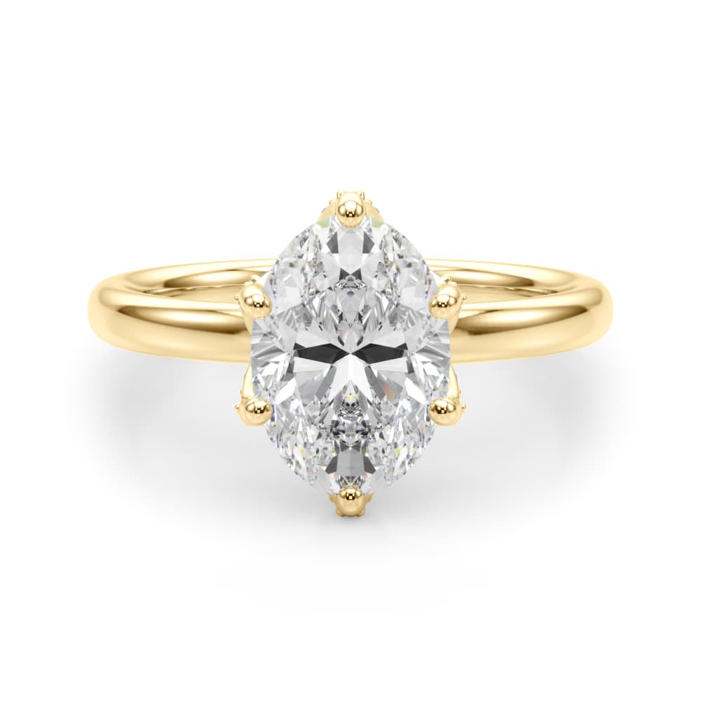 Floral Oval Engagement Ring, style 51334, Angle view in yellow gold