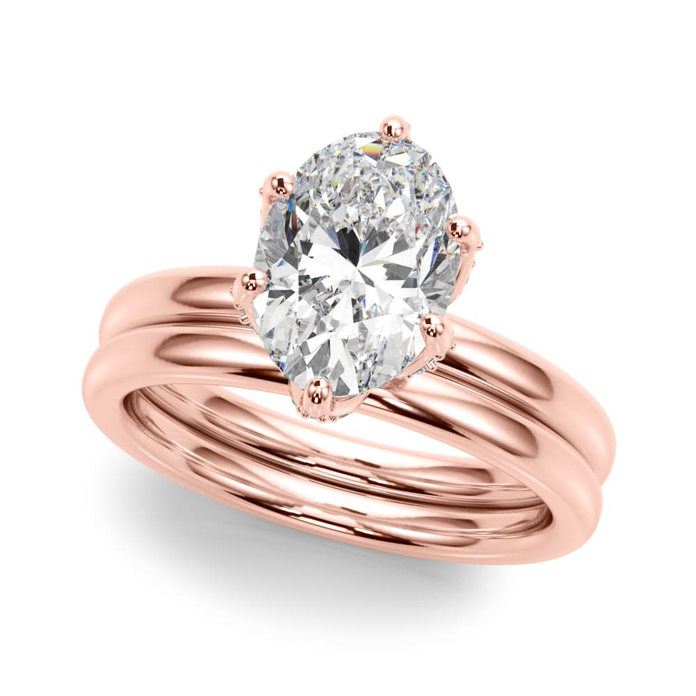 Floral Oval Engagement Ring, style 51334, On hand view in rose gold