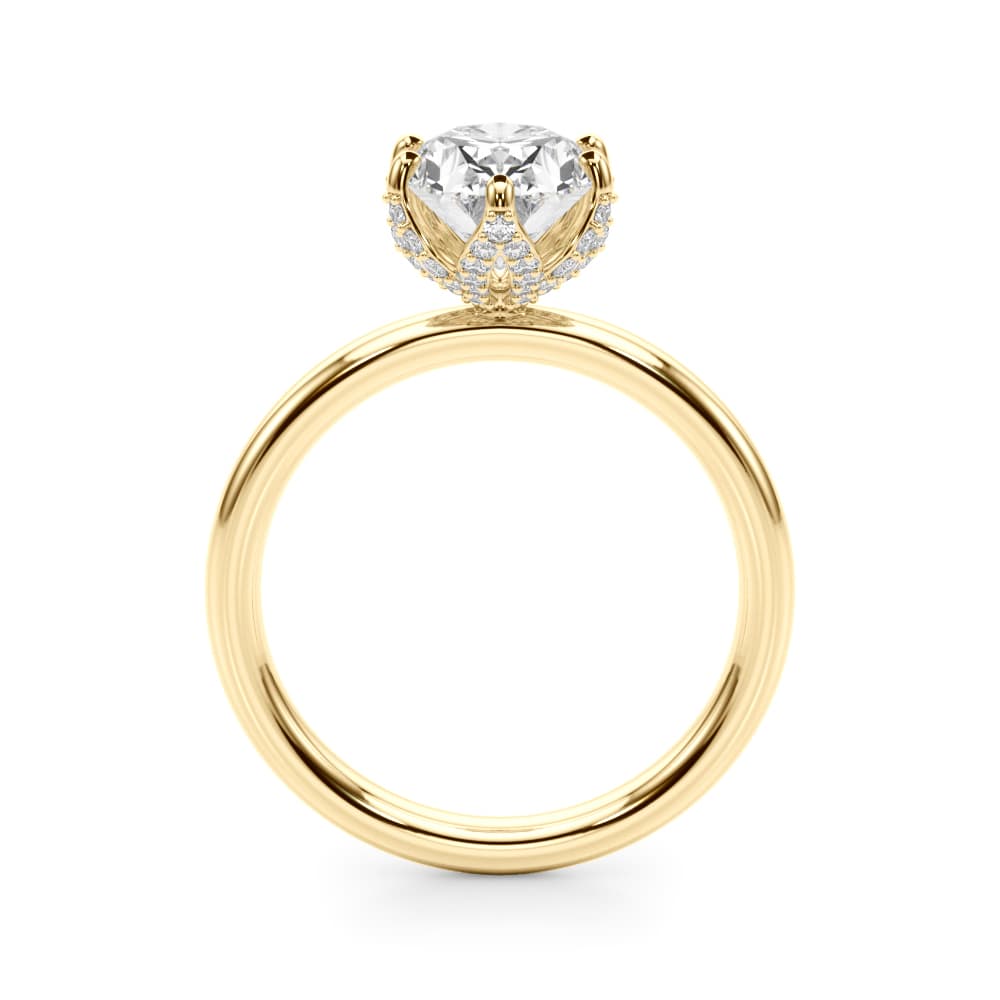 Floral Oval Engagement Ring, style 51334, Side view in yellow gold