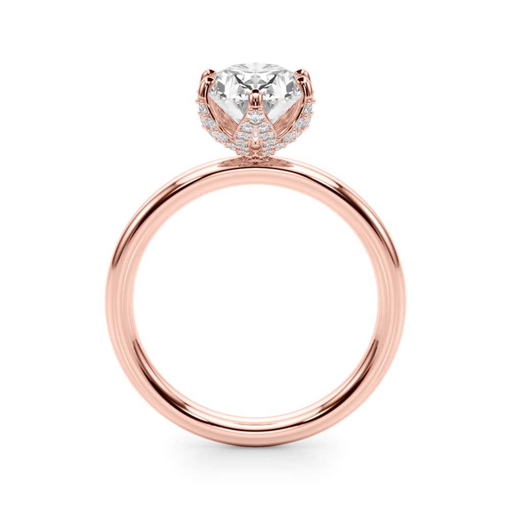 Floral Oval Engagement Ring, style 51334, Side view in rose gold
