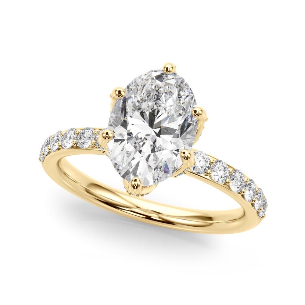 Floral Oval Engagement Ring, style 51335, Front view in yellow gold