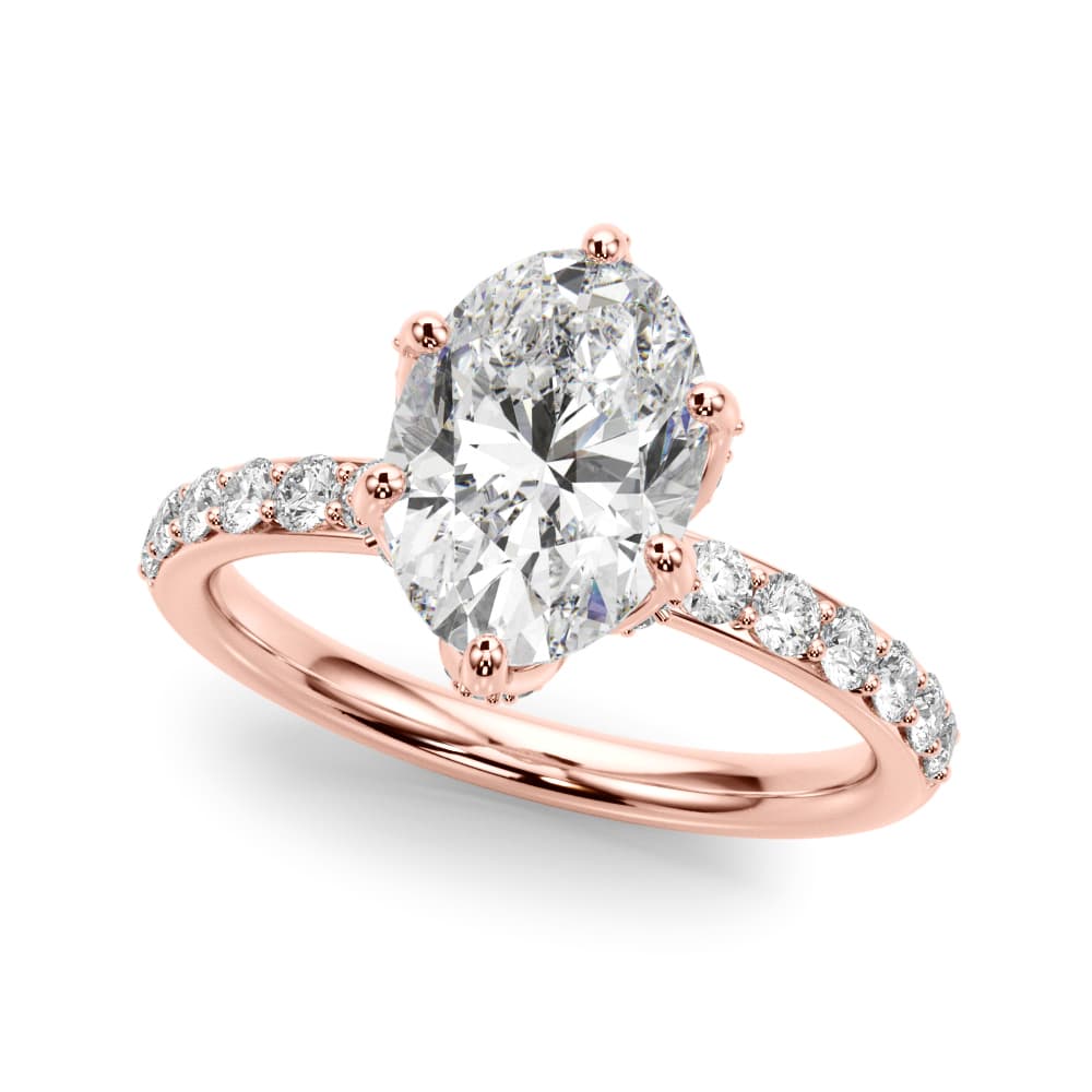 Floral Oval Engagement Ring, style 51335, Front view in rose gold