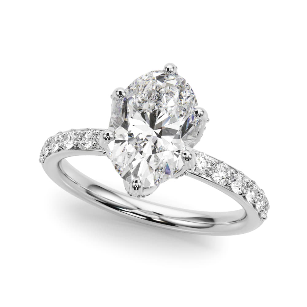 Floral Oval Engagement Ring — style 51335 in 10k White Gold