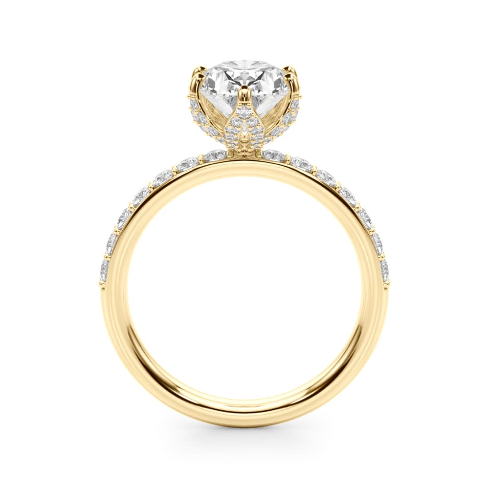 Floral Oval Engagement Ring, style 51335, Side view in yellow gold