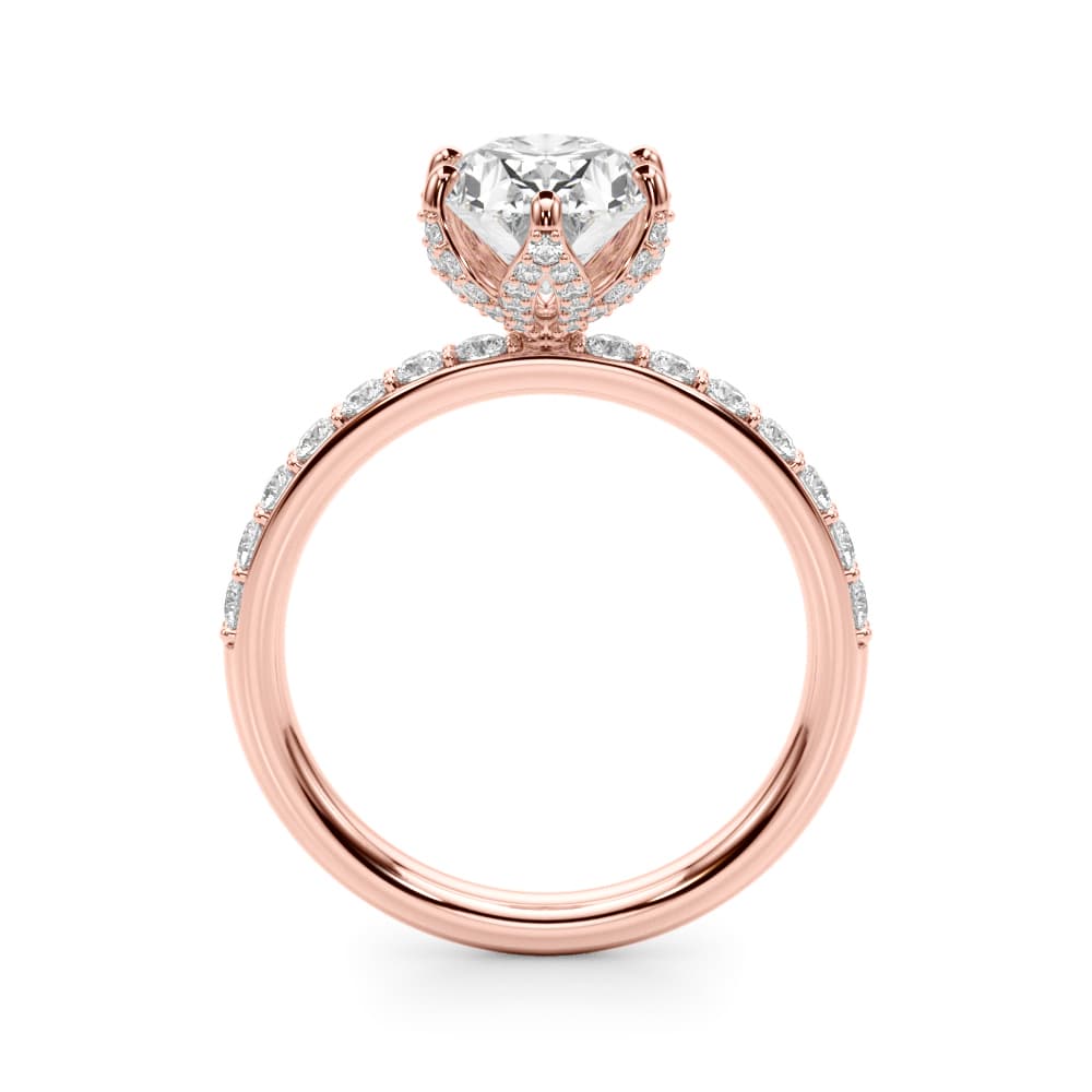 Floral Oval Engagement Ring, style 51335, Side view in rose gold