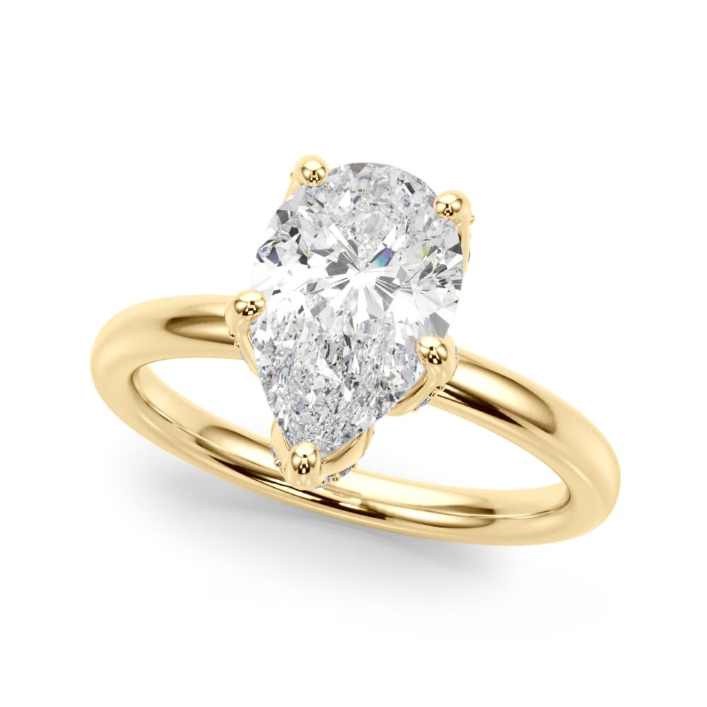 Floral Pear Engagement Ring, style 51336, Front view in yellow gold