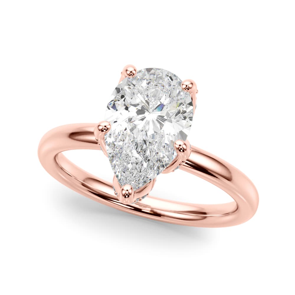 Floral Pear Engagement Ring, style 51336, Front view in rose gold