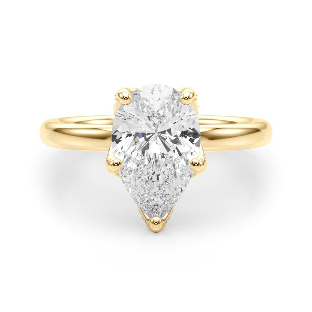 Floral Pear Engagement Ring, style 51336, Angle view in yellow gold