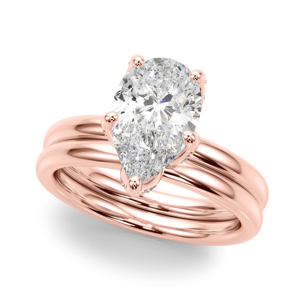 Floral Pear Engagement Ring, style 51336, On hand view in rose gold
