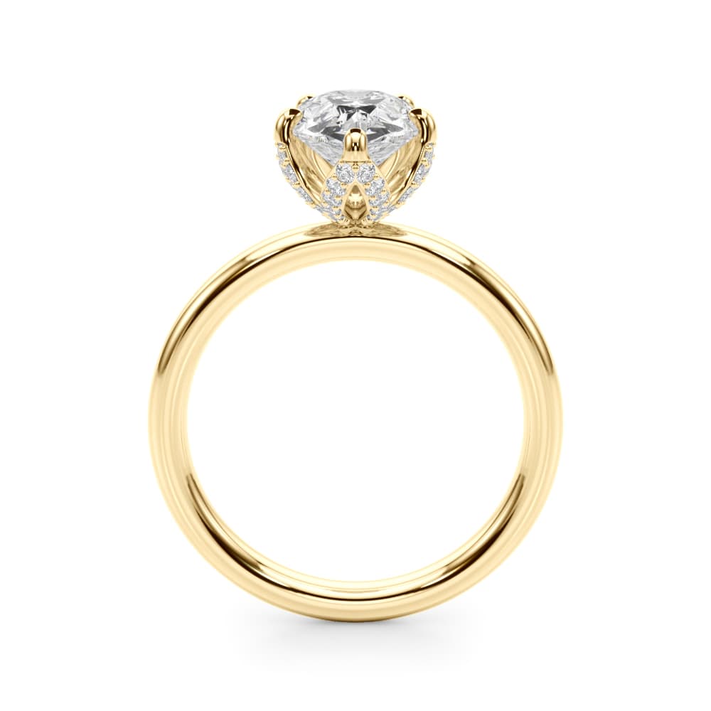 Floral Pear Engagement Ring, style 51336, Side view in yellow gold