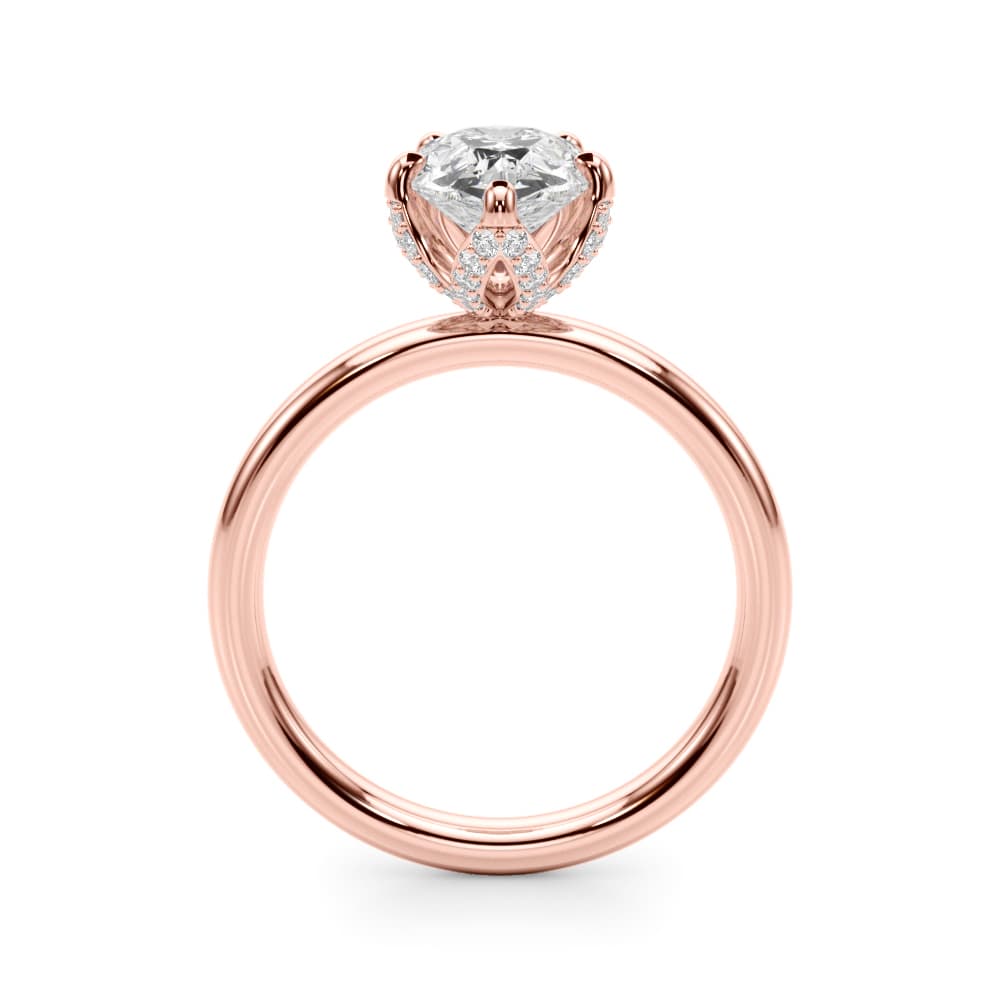 Floral Pear Engagement Ring, style 51336, Side view in rose gold