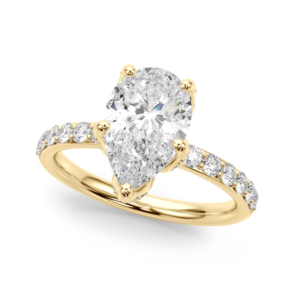 Floral Pear Engagement Ring, style 51337, Front view in yellow gold