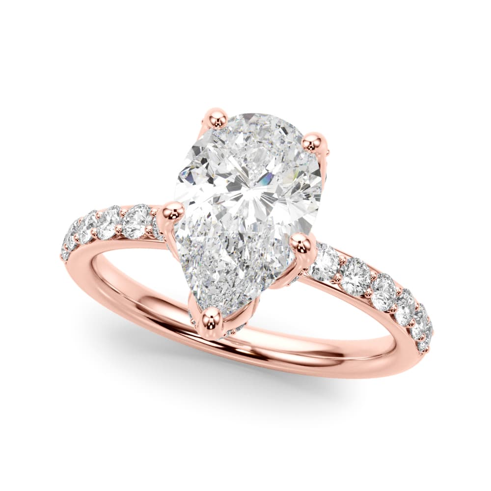 Floral Pear Engagement Ring, style 51337, Front view in rose gold