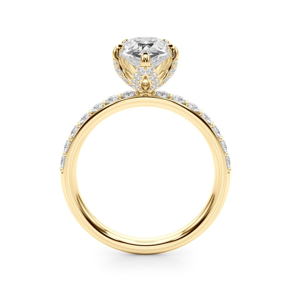 Floral Pear Engagement Ring, style 51337, Side view in yellow gold